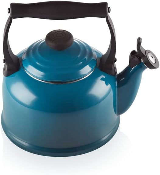 Le Creuset Wasserkessel Tradition, Füllmenge: 2,1 l, Emaillierter Stahl, Deep Teal, 92000800642000,