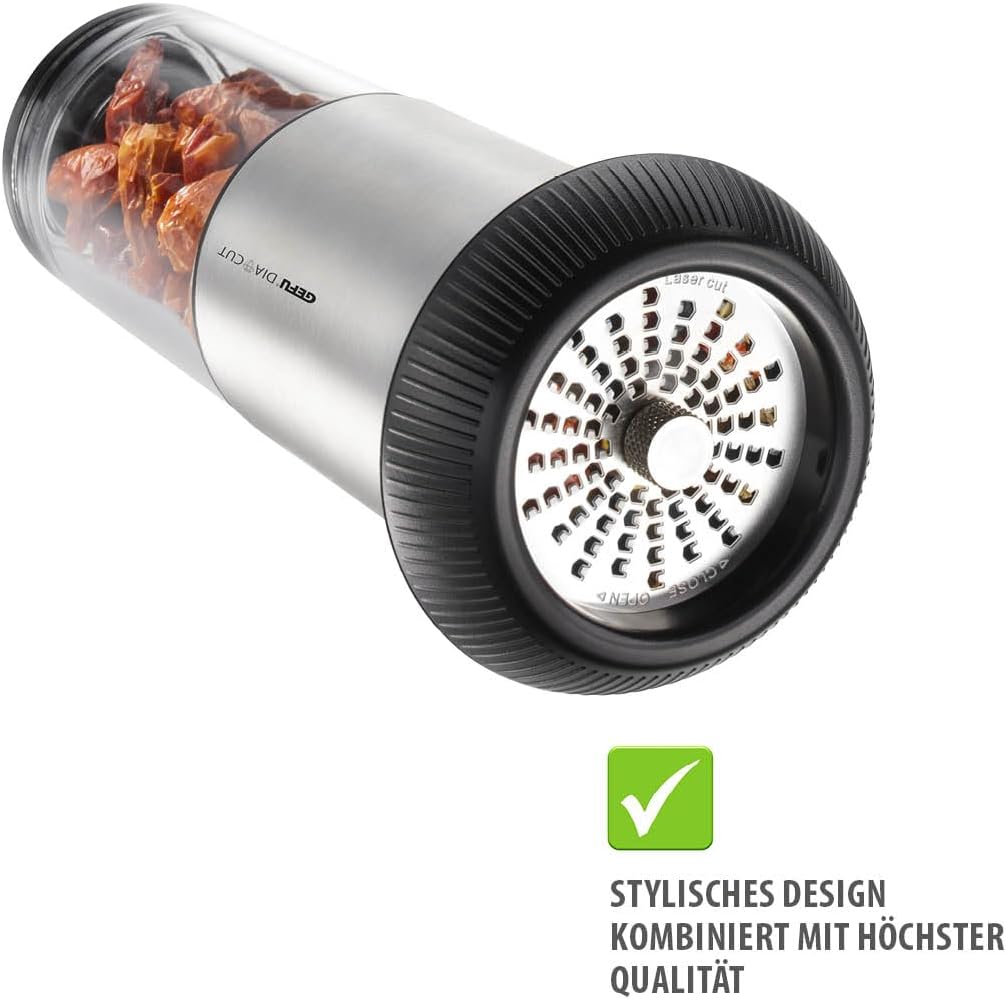 GEFU Chilischneider X-PLOSION - Chili Mühle & Gewürzschneider für Chilis und andere Gewürze - Schwar