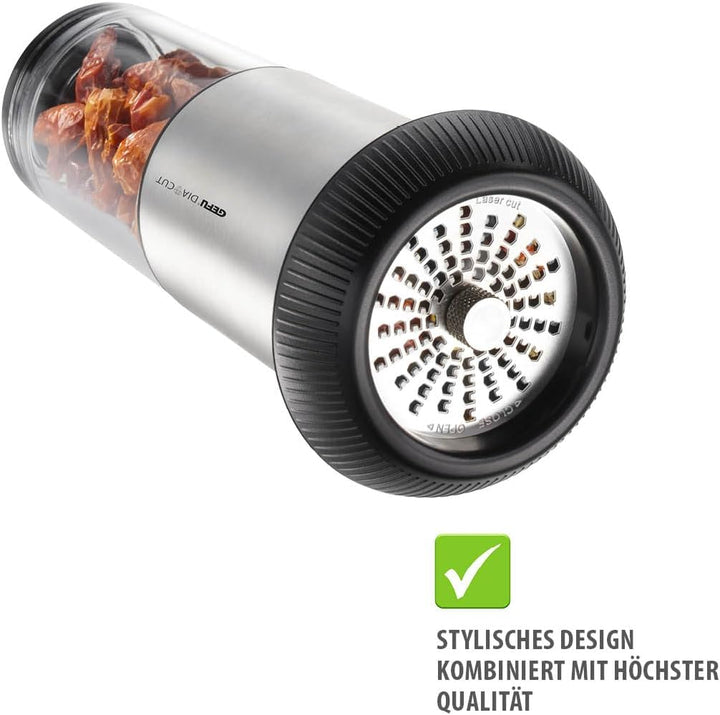 GEFU Chilischneider X-PLOSION - Chili Mühle & Gewürzschneider für Chilis und andere Gewürze - Schwar