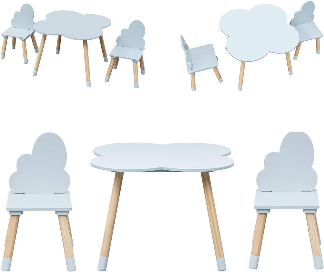 Rebecca Mobili RE7141 Kindertisch- und Stuhlset, Hellblau Braun, MDF-Kiefer, für Spielzimmer, Kinder