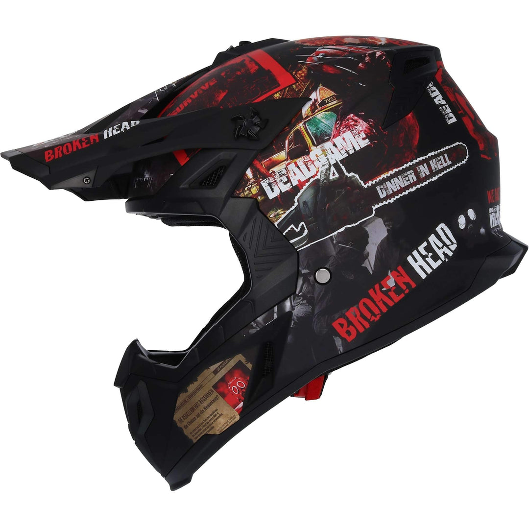Broken Head Motocross-Helm Resolution Rot - MX-Helm - Supermotohelm Mattschwarz-Rot M (57-58 cm) Cro