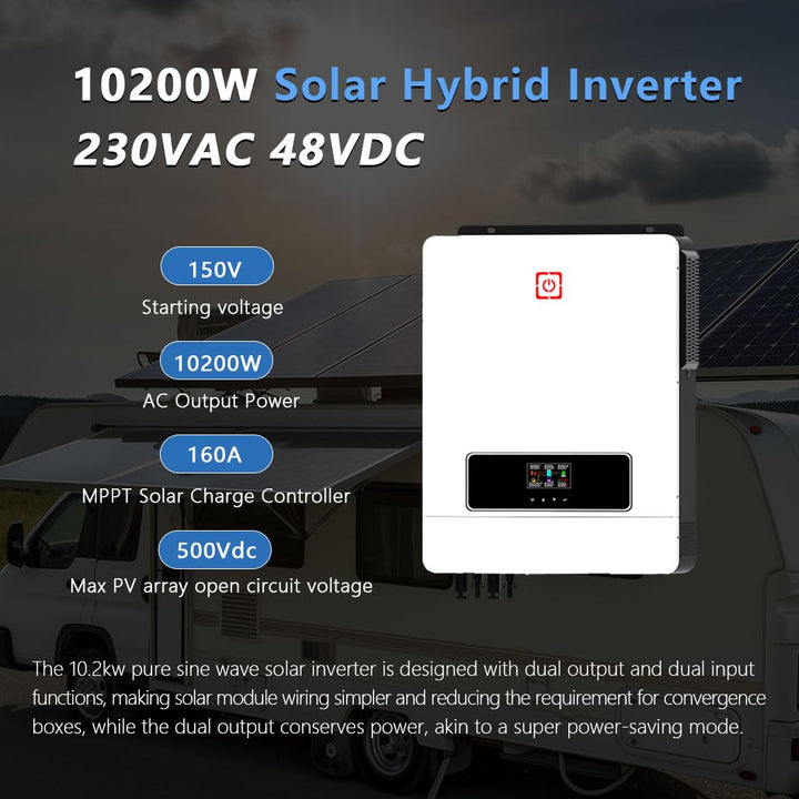 PMSUN 10200W On/Off Grid Solar Hybrid Inverter Eingebauter 160A Laderegler PV Max 500V Eingang DC48V