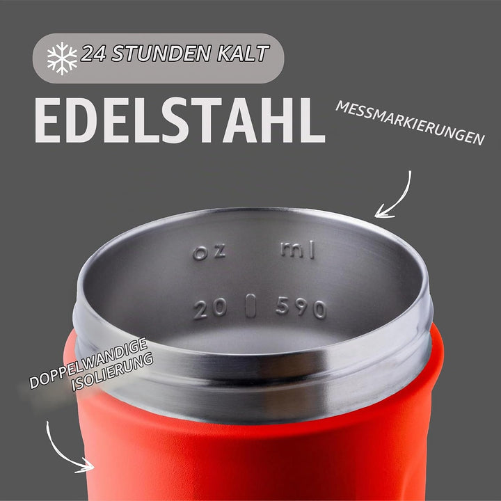 BlenderBottle Strada - Edelstahl Trinkflasche, Thermoflasche mit BlenderBall, Protein Shaker und Fit