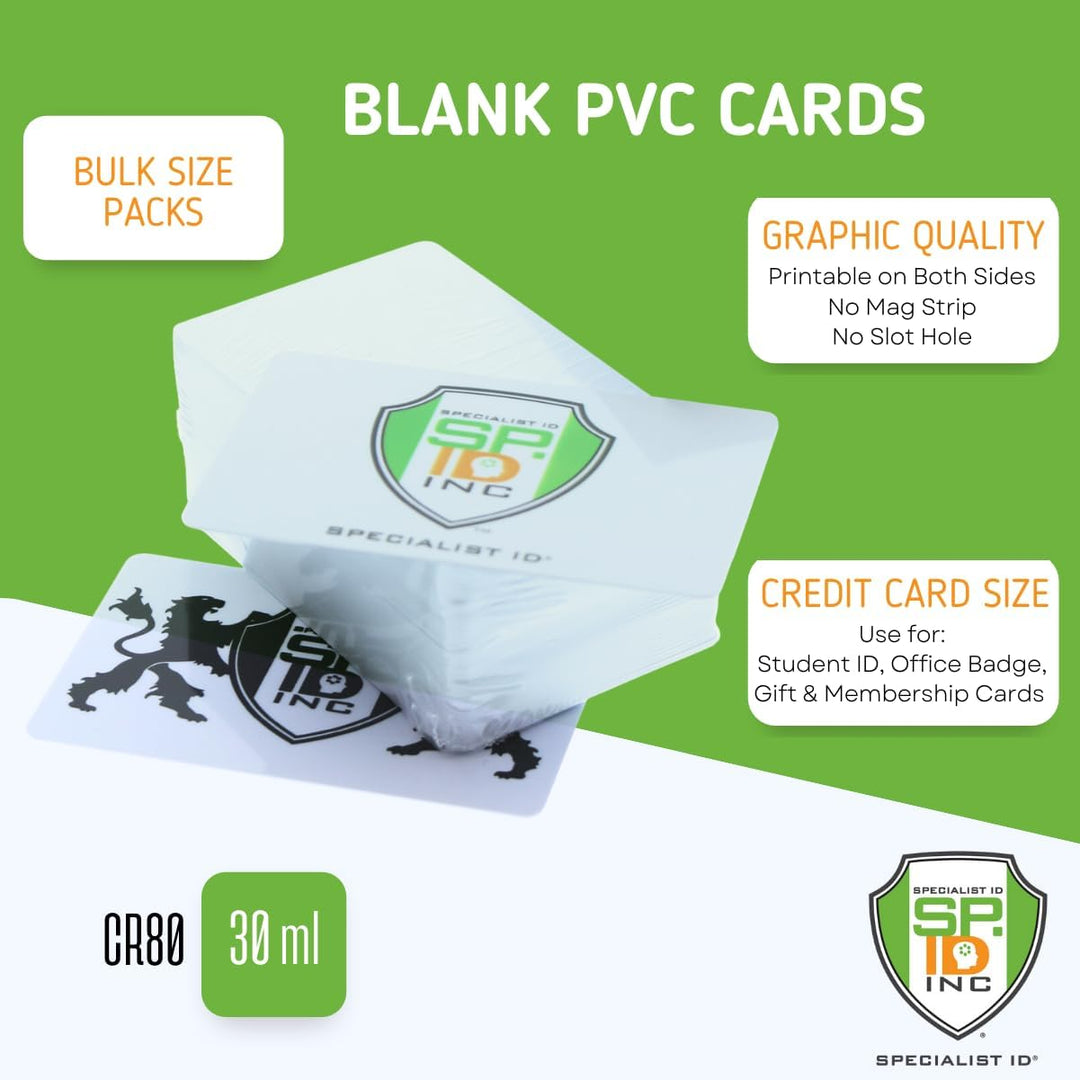 Blanko PVC-Karten für ID Badge Drucker – Graphic Qualität Weiss Kunststoff CR80 30 mil (cr8030) durc