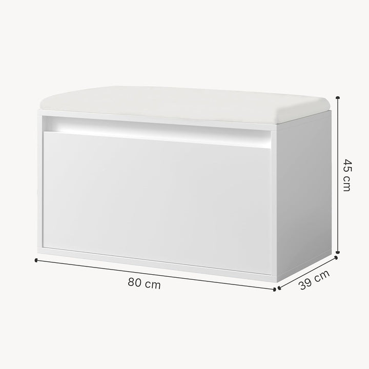 [en.casa] Sitzbank Degerfors mit Schublade 80 x 39 x 45 cm Schuhbank Schuhtruhe mit Sitzfläche Garde