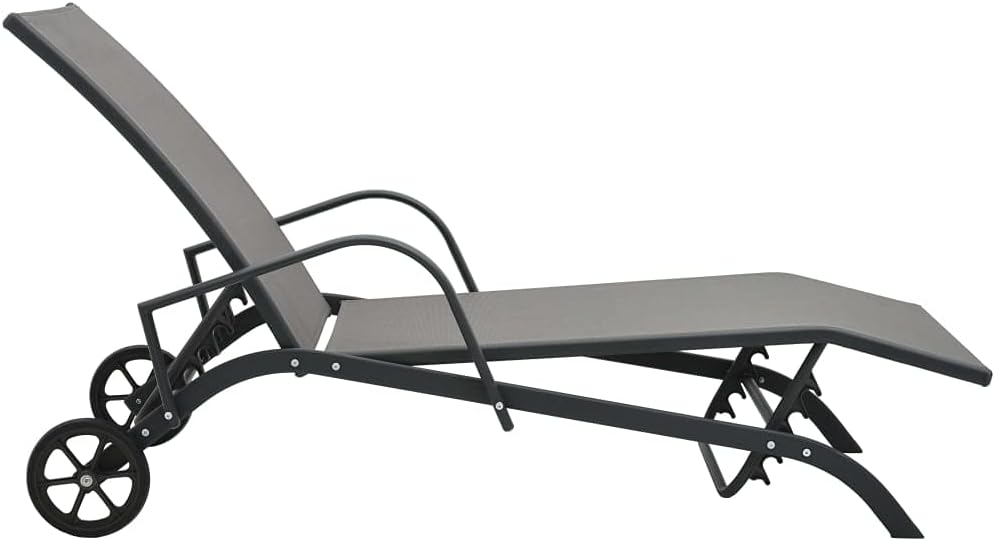 vidaXL Sonnenliege mit 2 Rädern Gartenliege Relaxliege Gartenmöbel Liege Liegestuhl Strandliege Frei