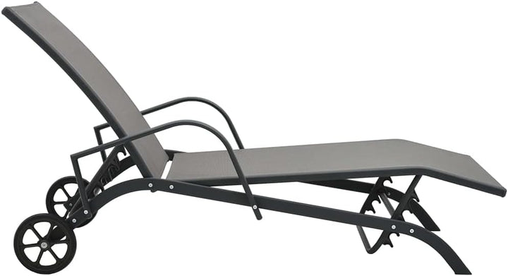 vidaXL Sonnenliege mit 2 Rädern Gartenliege Relaxliege Gartenmöbel Liege Liegestuhl Strandliege Frei