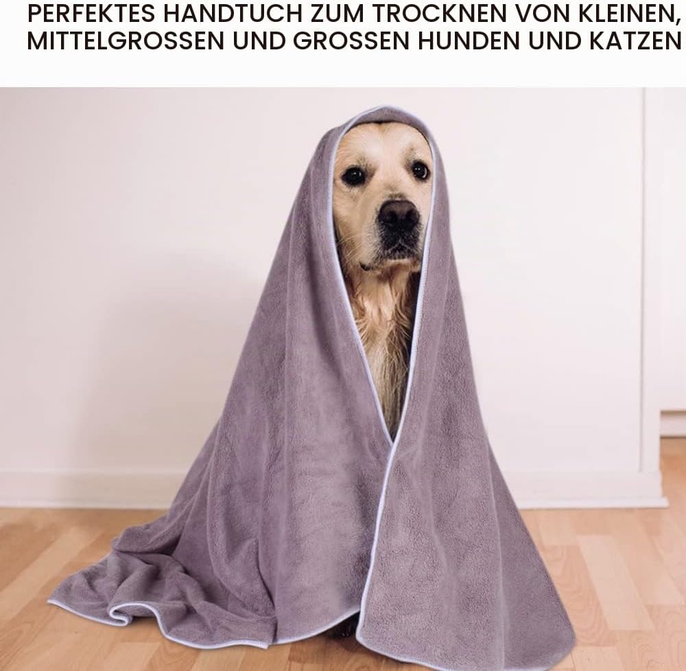 KinHwa super saugfähiges Haustierhandtuch Mikrofaser Hund Badetuch für Hunde und Katzen 76CM x 127CM