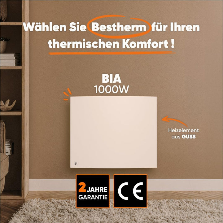 BESTHERM Bestherm Bia Elektrischer Heizkörper, fester Wärmeträger, Gusseisen, 1000 W, horizontal, we