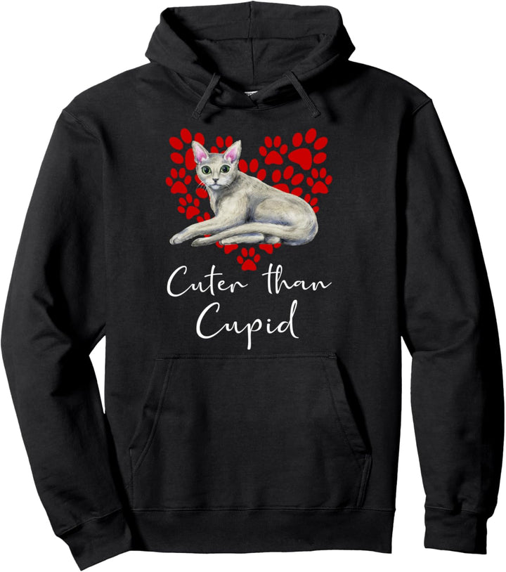RUSSICH BLAU Cuter Than Cupid Katze Valentinstag Pullover Hoodie
