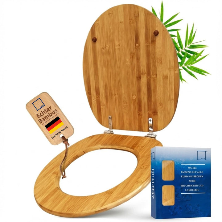 ADOB WC Sitz Klobrille Bambus dunkel Bamboo Natur, umweltfreundlich, warm, rostfreie Edelstahlscharn