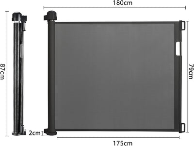 NAIZY Treppenschutzgitter Rollo Ausziehbar Türschutzgitter 87 x 0-180 cm Absperrgitter Treppenschutz