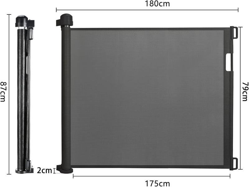 NAIZY Treppenschutzgitter Rollo Ausziehbar Türschutzgitter 87 x 0-180 cm Absperrgitter Treppenschutz