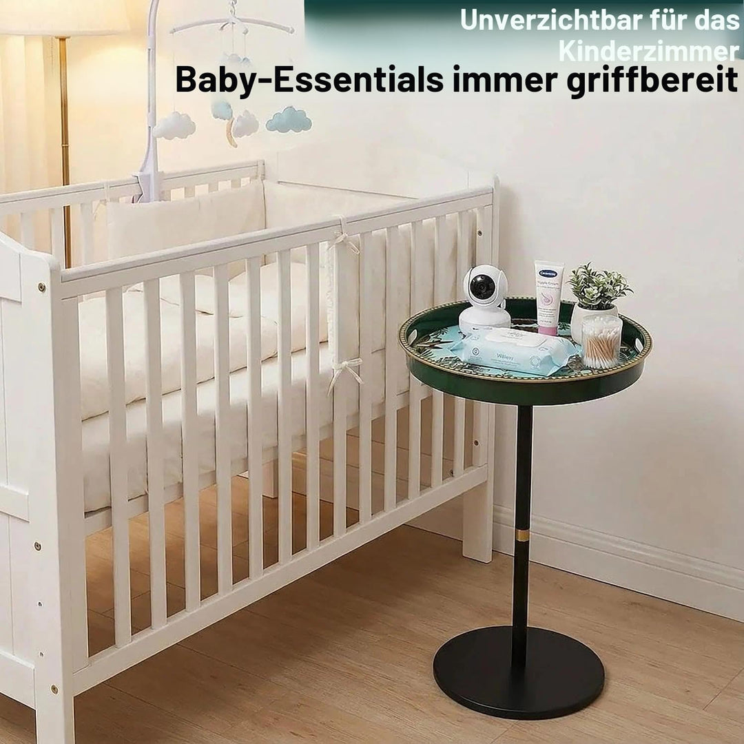 Boho runder Beistelltisch mit Tablett, Getränketisch für kleine Räume, ästhetischer Akzent, Nachttis