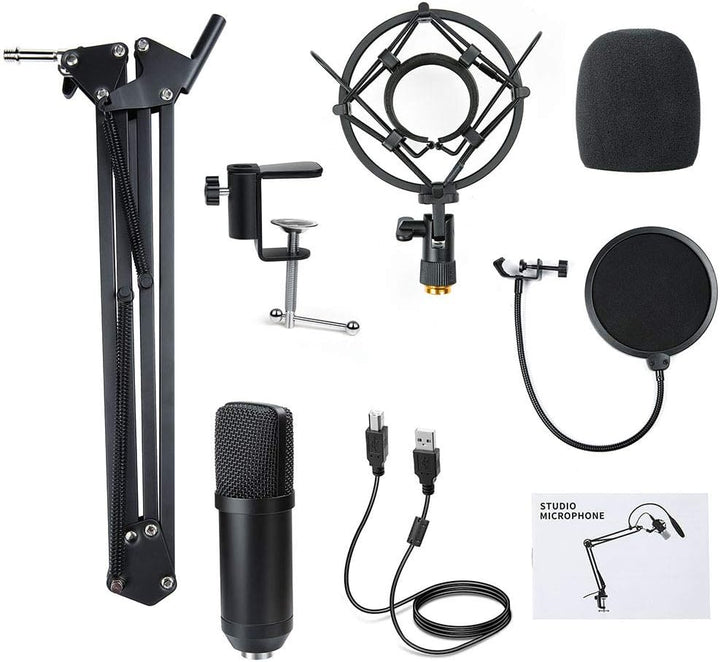 Diealles Shine Kondensator Microphone, Mikrofon PC Mit Arm, Podcast Mikrofon Set 192KHz/24 Bit Mit T