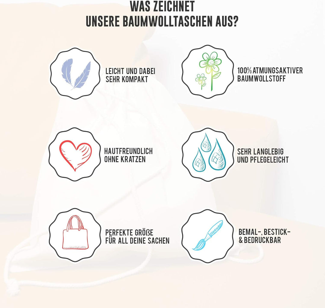 Baumwolltasche 38x42 cm unbedruckt, 25 Stück - Zwei KURZE Henkel OEKO-TEX® zertifiziert Stofftasche,
