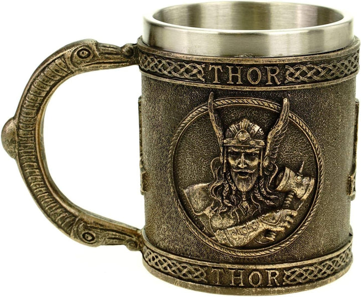 Vogler 816-932 Wikinger Krug Thor mit Metalleinsatz Becher Odin Nordmänner