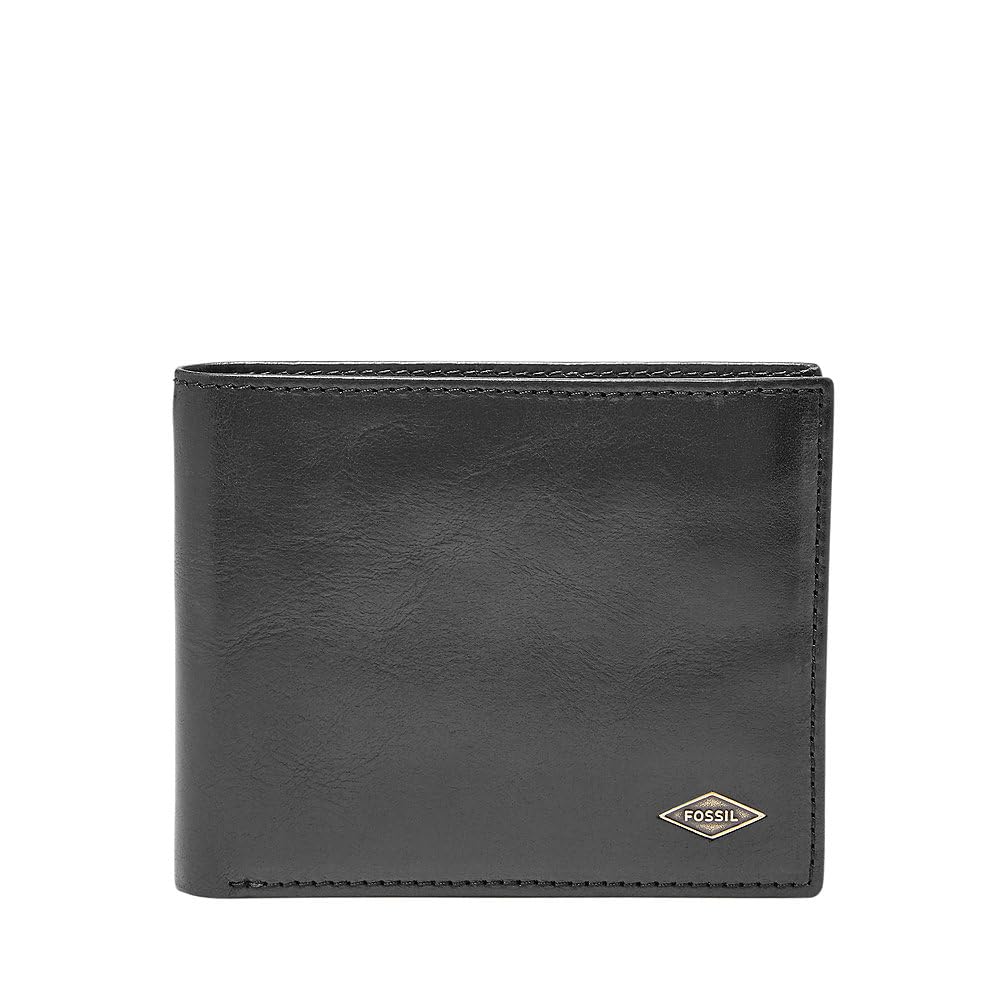 Fossil Herren Quinn Leder Bifold Geldbörse 11,5 cm L x 2 cm B x 9 cm H Schwarz (Black), Schwarz (Bla