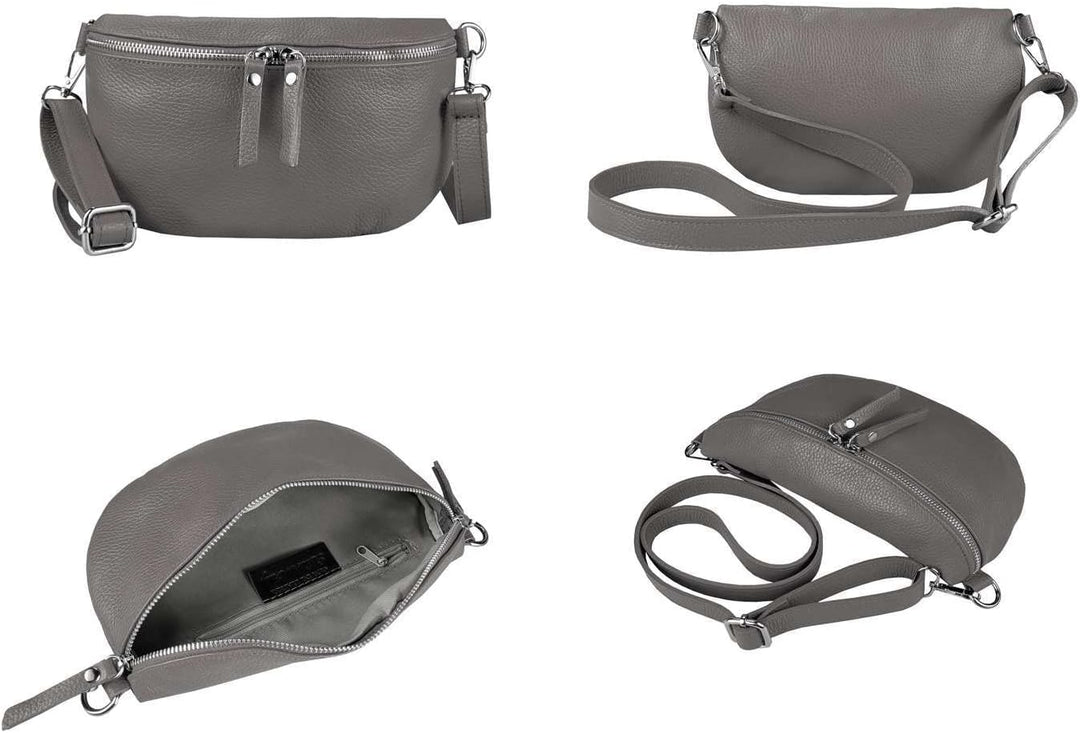 OBC Made in Italy Damen Leder Tasche Handytasche Gürteltasche Crossbody Hüfttasche Bauchtasche Umhän