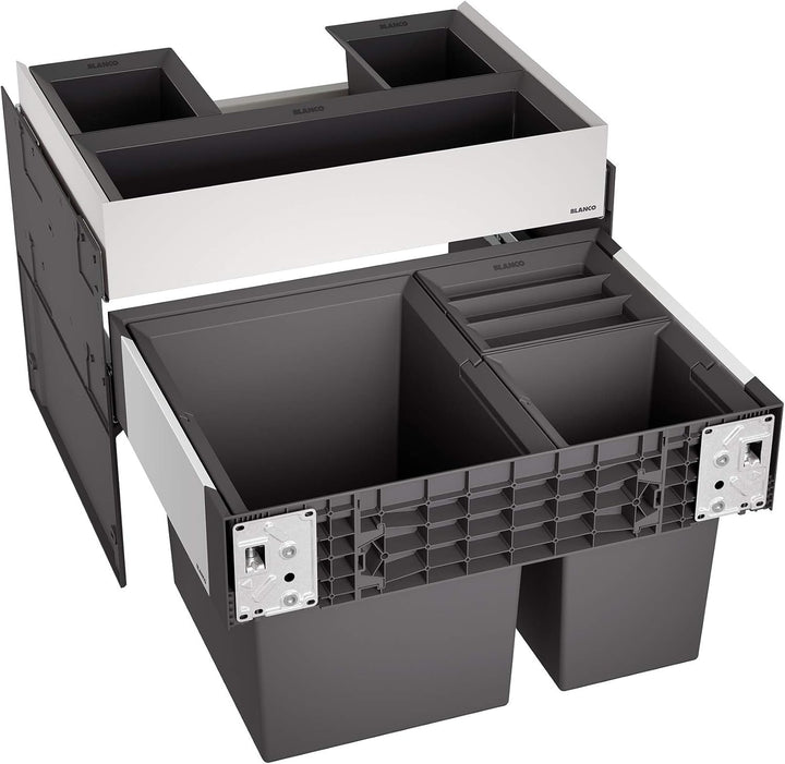 BLANCO SELECT II XL 60/3 Orga | Kunststoff, Alu | 60er Unterschrank | Auszugssystem zur Frontanbindu