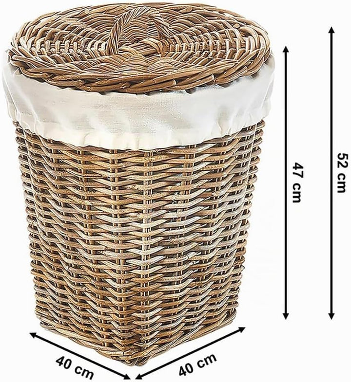 Kobolo Wäschebehälter Wäschetonne Wäschesammler KUBUS - Rattan - grau - 40x40x48 cm, 40x40x48 cm