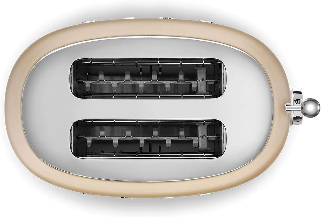 SMEG, 2x2 TSF01CHMEU -Toaster, 2 Fächer für 2 Scheiben, 6 Vergoldungsniveaus, Heizfunktion, Abtauung