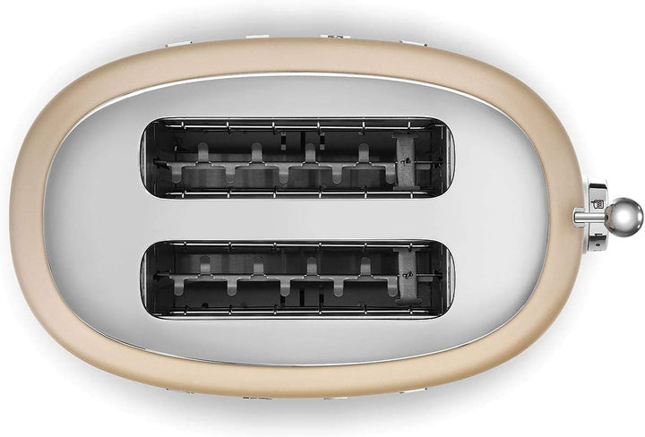 SMEG, 2x2 TSF01CHMEU -Toaster, 2 Fächer für 2 Scheiben, 6 Vergoldungsniveaus, Heizfunktion, Abtauung