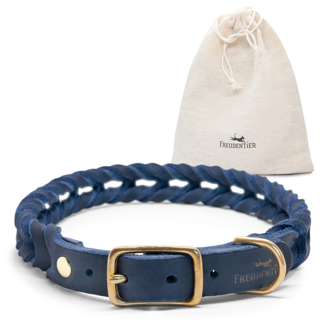 FREUDENTIER Hundehalsband geflochten aus Leder - Handmade in Holland - AlsterTwist Kollektion aus 10