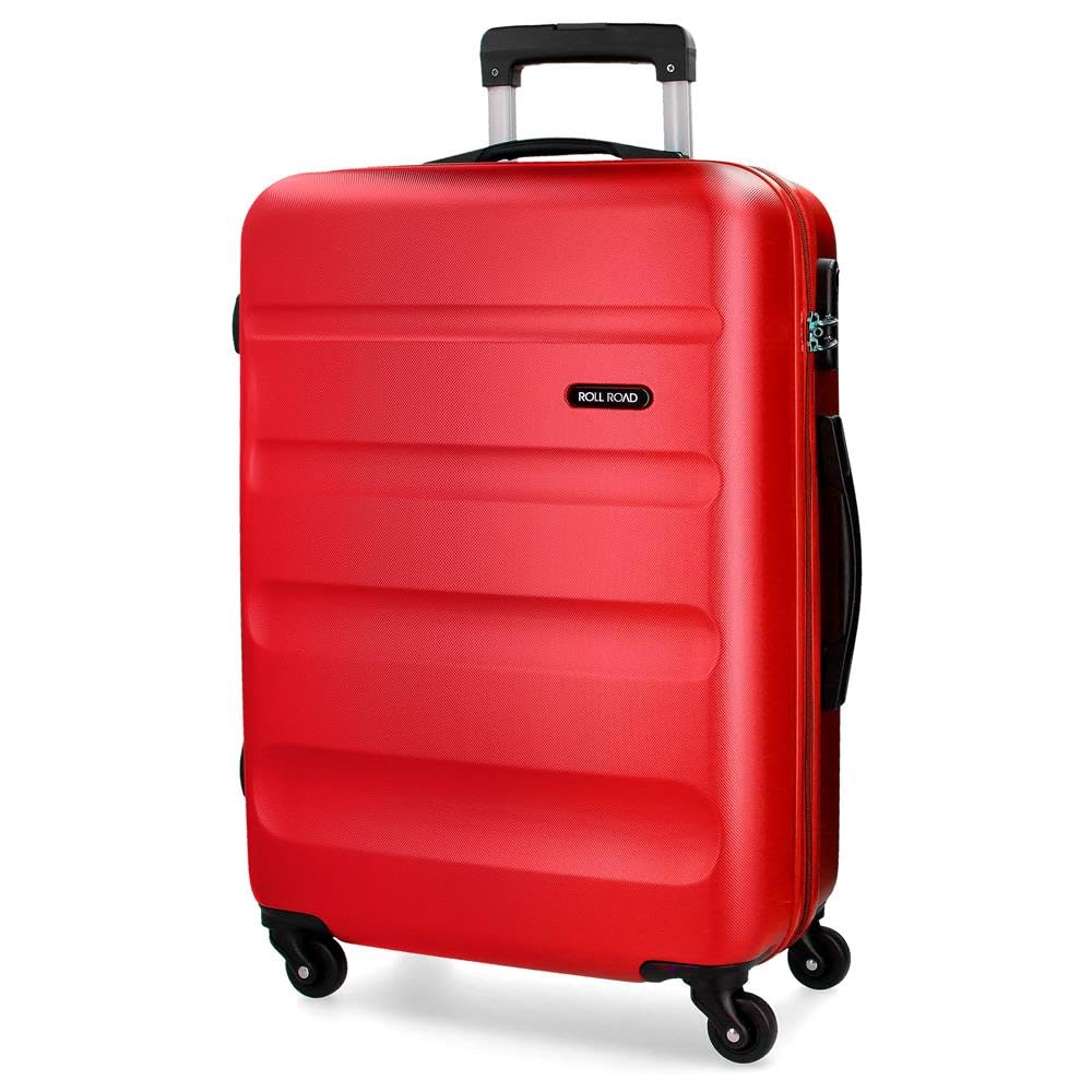 Roll Road Flex Grosser Koffer Rot 51x74x28 cms Hartschalen ABS Kombinationsschloss 91L 3,8Kgs 4 Räde