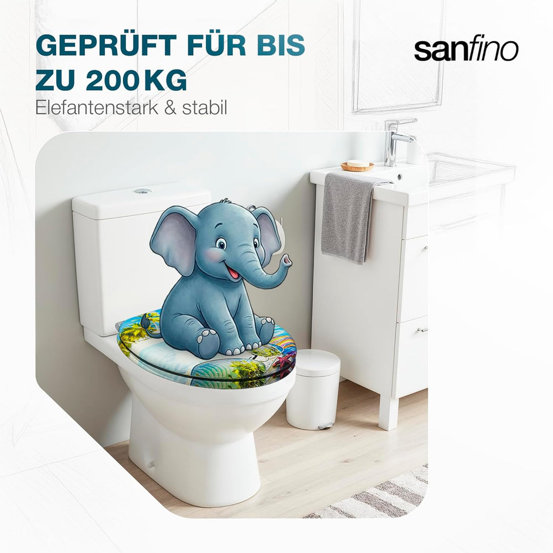 Premium WC Sitz mit Absenkautomatik – hochwertige Toilettendeckel aus Holz, viele bunte Motive, hohe