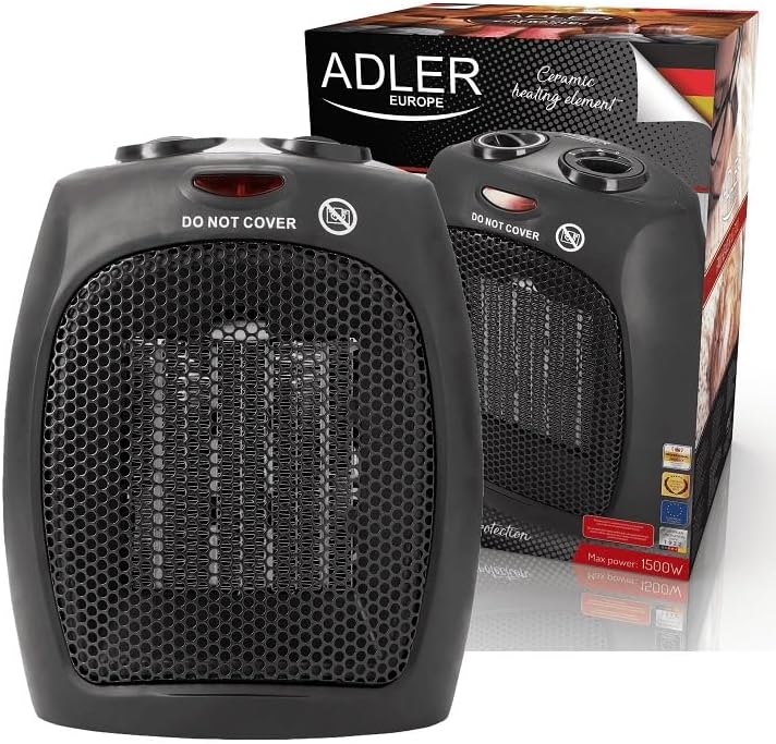 Adler AD7702 Keramik-Standheizung, 1500 W, mit verstellbarem Thermostat - Schwarz