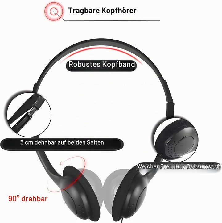 Klassenzimmer-Kopfhörer Mit 3 5-mm-Klinkenstecker Kabelgebundene On-Ear-Kopfhörer Verstellbar Für Sc