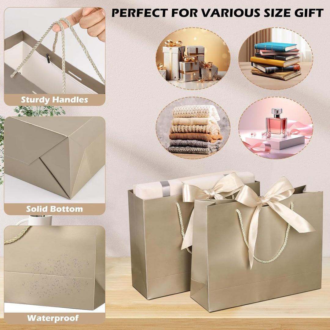 Geschenktüte mit Schleife,Geschenktüte Weiss,Geschenktaschen für Geburtstag, Hochzeit, Festivalfeier