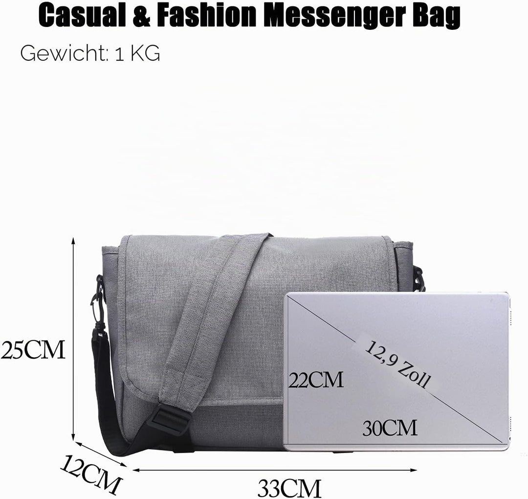 FANDARE Messenger Bag Umhängetasche Schultertasche Laptoprucksäcke Tasche Kuriertasche Polyester Gra