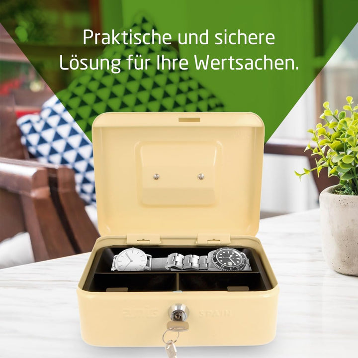 Amig - Sicher | Geldkassette | Safe für Geld, Scheine und Münzen | Mit Münzfach und 2 Schlüsseln | S