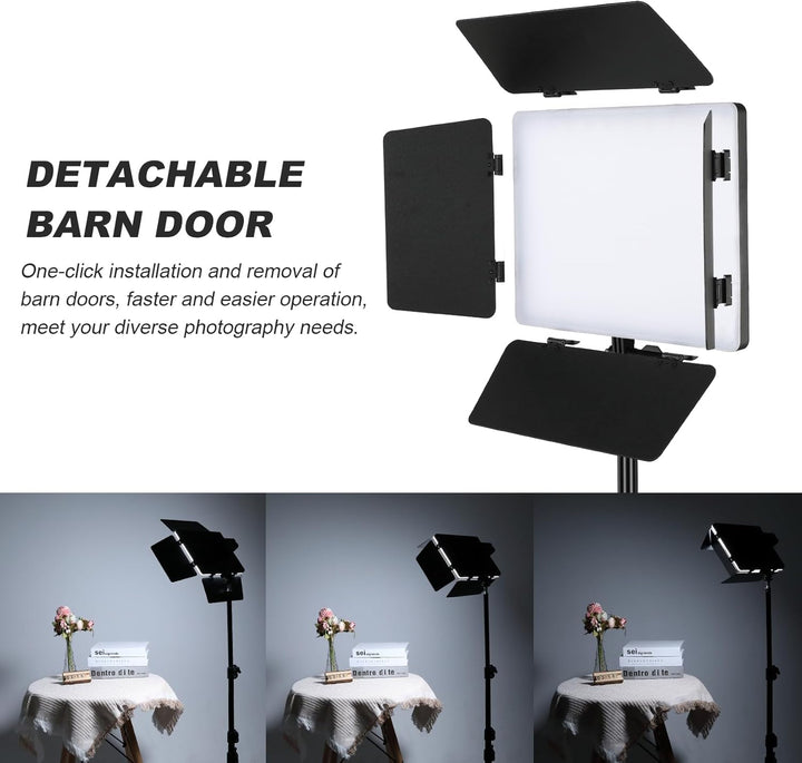 Soonpho 2-Pack LED VideoLicht Set Panel Videoleuchte Barn Door 2800–6500K Dimmbare 20W Licht Fotogra
