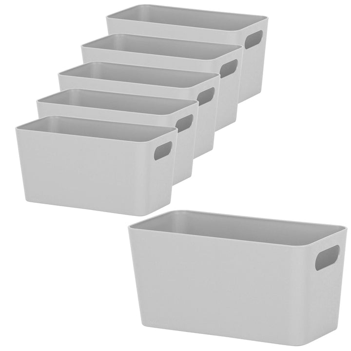 6x Ordnungsboxen - 10 cm hoch - GRAU - 20x10x10cm - 1,4 Liter - Ordnungskorb - Schubladenorganizer S