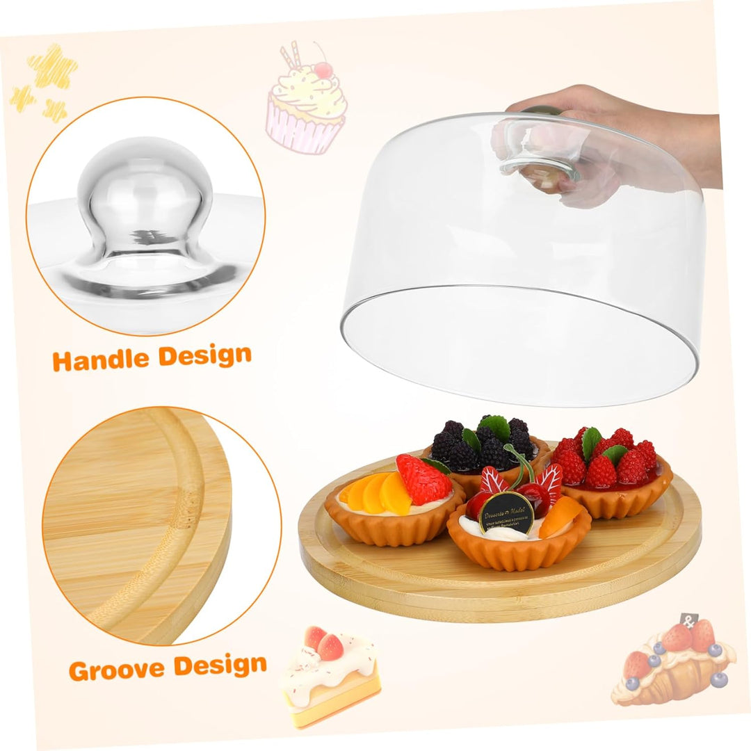 Cabilock Kunststoffschalen Kuchenstand Mit Glasglocke 1 Set Kuchen Dome Abdeckung mit Platte Dessert