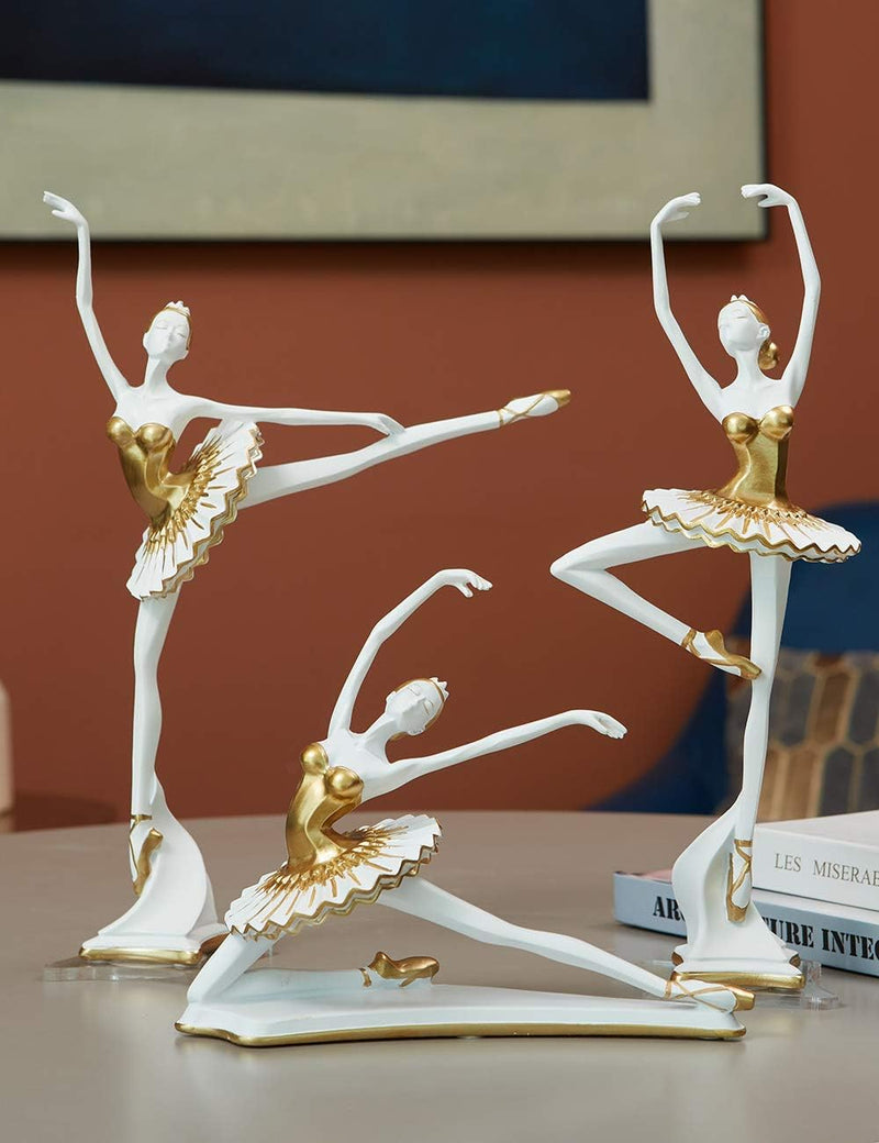 HAUCOZE Ballerina Figur Statue Frau Skulptur Modern Dekor Wohnzimmer Kunst Arts Polyresin Geschenk 2