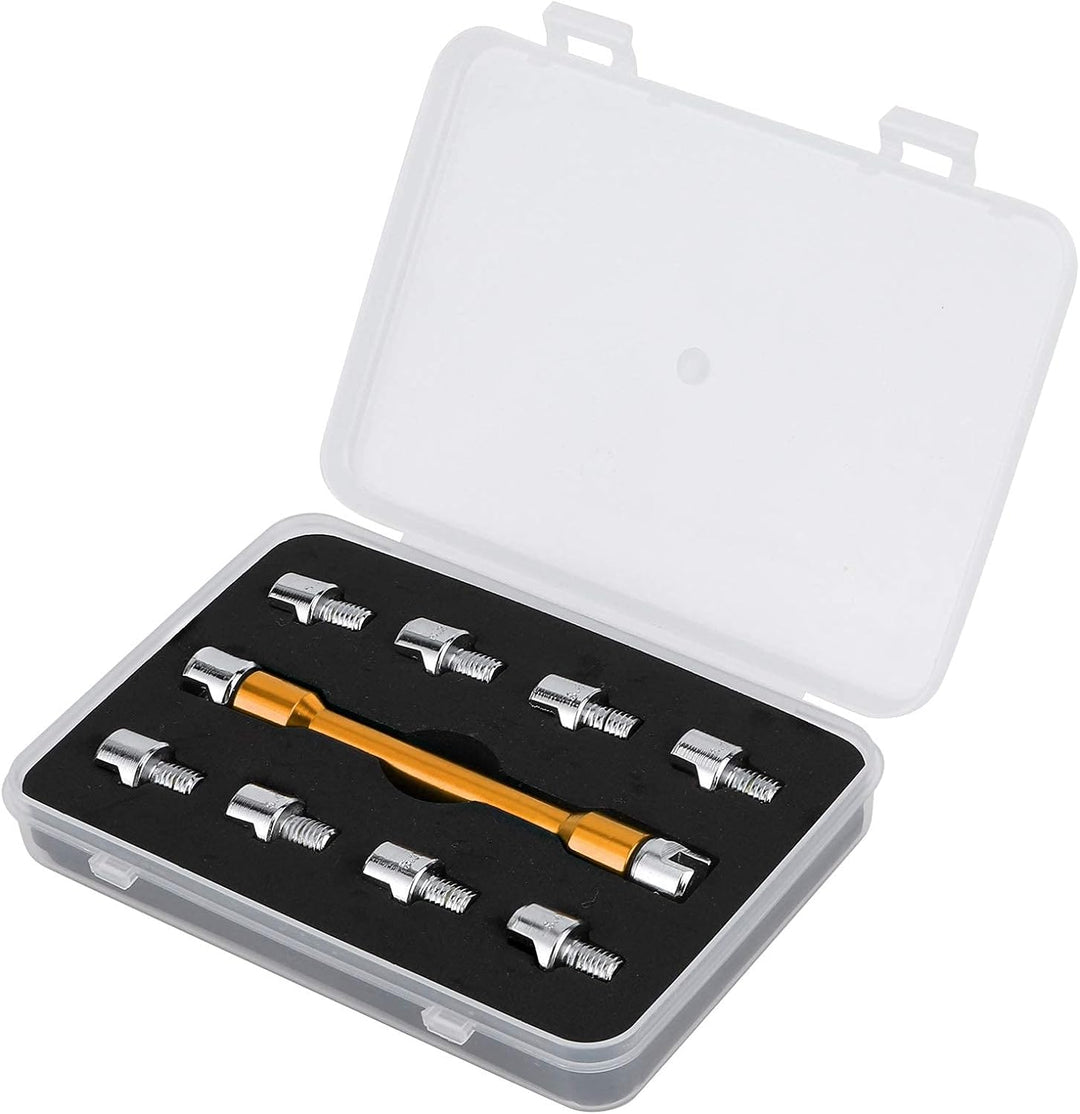 Qiilu Motorrad Speichenschlüssel, Motorrad Speichen Schlüssel CNC Schraubenschlüssel Set 5,0-6,8 Län