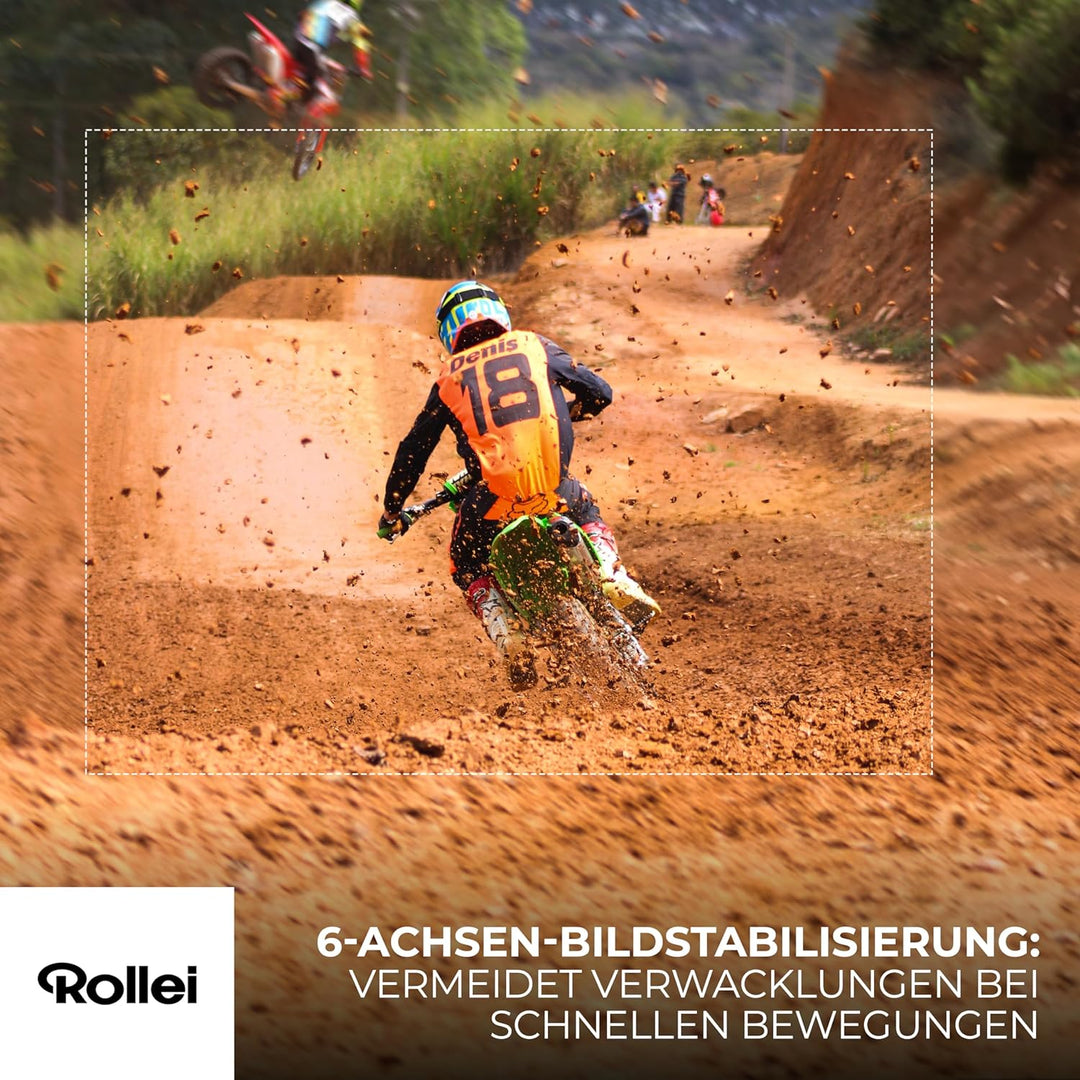 Rollei Actioncam D6Pro - 5K-Video, 2,2" IPS-Touchscreen, Wasserdichtes Gehäuse bis zu 30 m, 6-Achsen