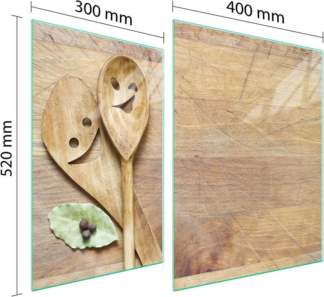 TMK ArtDeko Herdabdeckplatte 2 Teilig 30x52 + 40x52 cm - Spritzschutz Herdabdeckung – Herdschutz aus