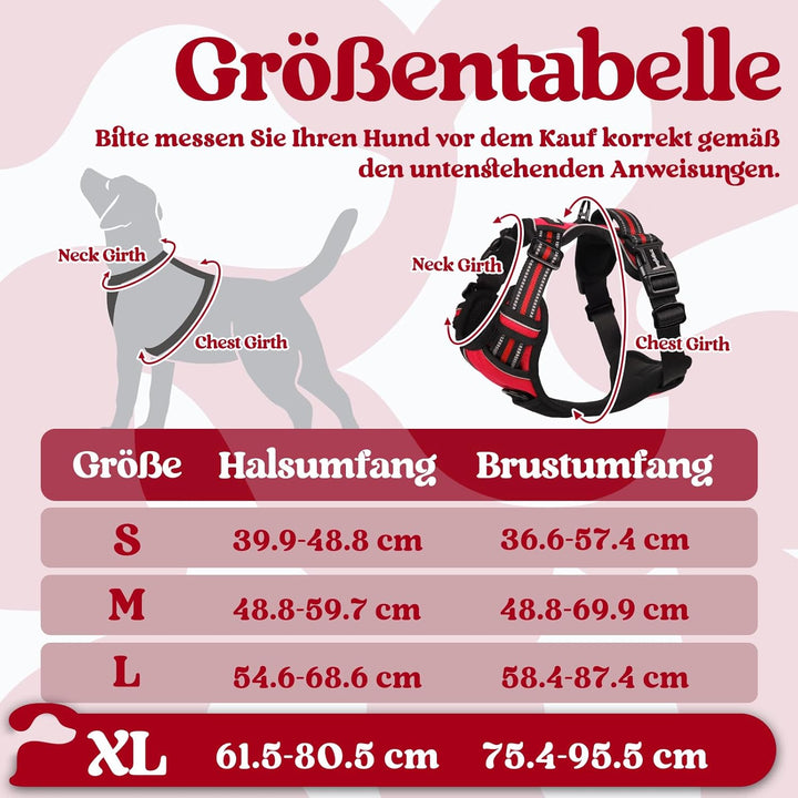 rabbitgoo Hundegeschirr Grosse Hunde, Verstellbare Geschirr Hund ohne Zug & Würgen, Anti Zug Hundege