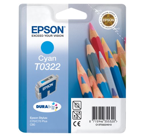 Epson C13T03224010 - Ink T0322 Cyan | Stylus C70/80