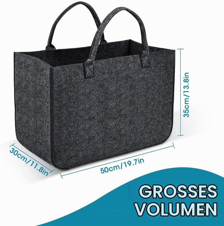 2 Stück Filztasche Kaminholztasche aus Filz Kaminholzkorb Filztaschen Einkaufskorb Brennholzkorb für