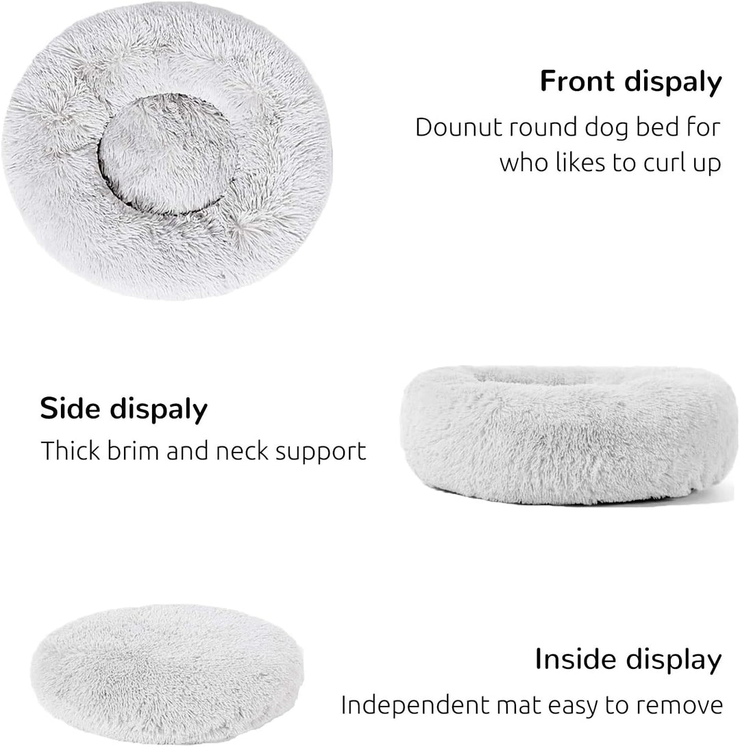 HACHIKITTY Hundebett, beruhigendes Donut-Kuschelbett, für mittelgrosse Hunde, flauschig, beruhigende