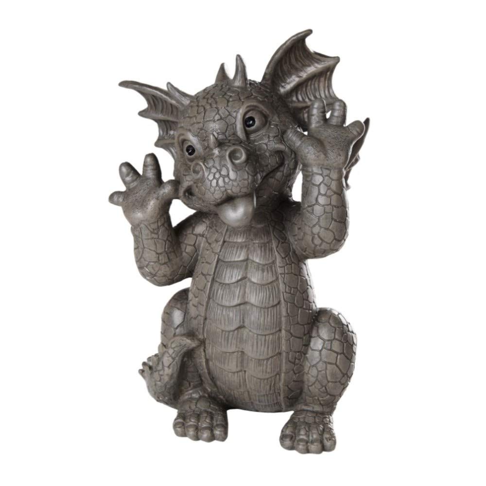 Pacific Giftware Garten Figur Drache schneidet Grimasse 26 cm - Gartendrache Fantasy Deko Statue