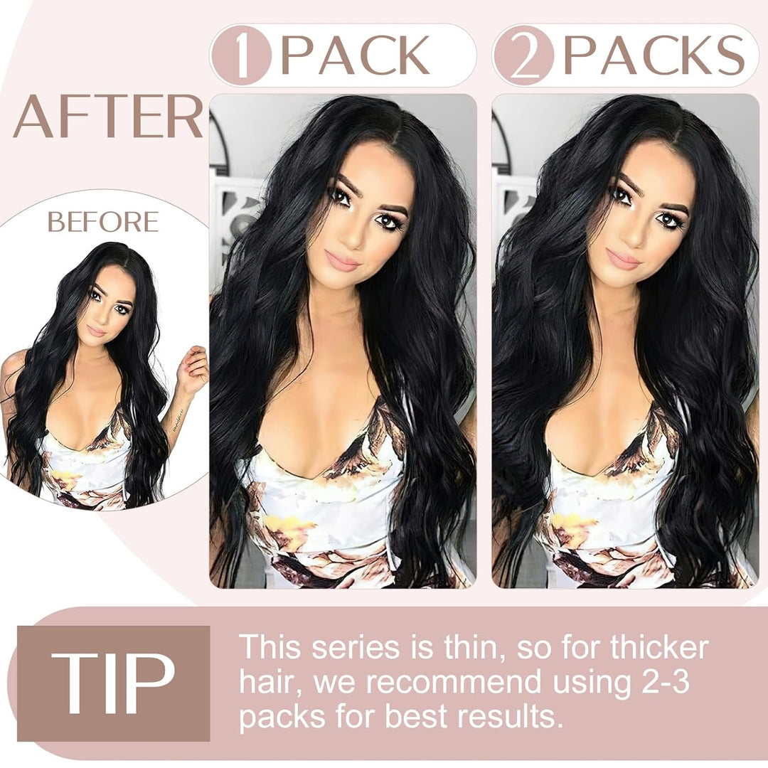 SEGO Extensions Echthaar Clip 1 Tresse Haarverlängerungen Remy 7A ein Teilig Set 5 Klips Haarteil 10