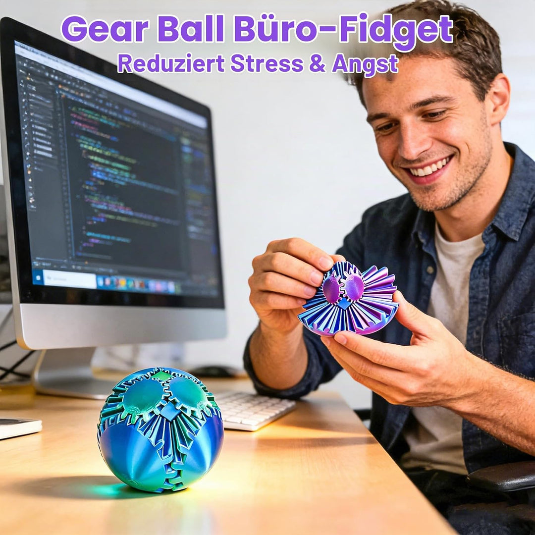 Gear Ball 3D gedrucktes Fidget Spielzeug Drehbare Zahnradkugel Stressabbau Schreibtischspielzeug Erw