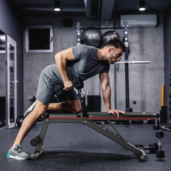 PASYOU Hantelbank Klappbar Verstellbar, Multifunktions Trainingsbank Schrägbank für Ganzkörper-worko